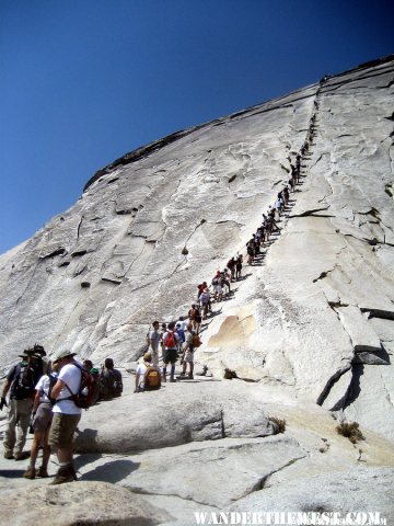 The cables on a busy day - Half Dome