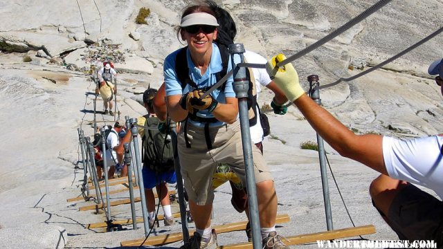 Climbing the cables - Half Dome, Yosemite National Park