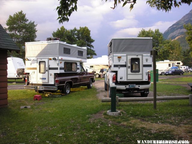 Two FWCs sharing one campsite at Waterton