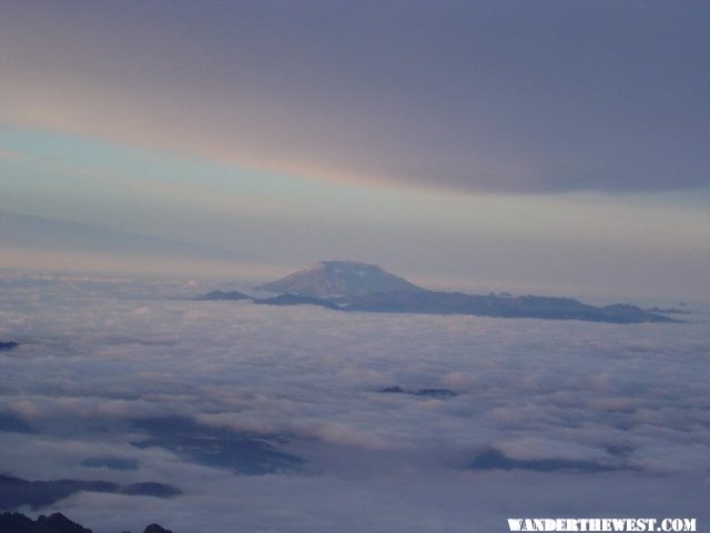 View of Mt. St. Helens from camp muir (above the clouds)