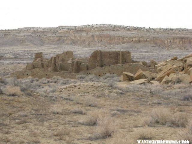 Pueblo Bonito and Threatening Rock