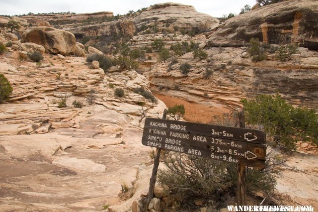 Loop Trail Sign Below Owachomo Bridge