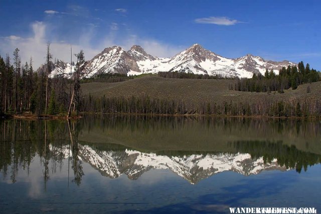 View of Sawtooths from Little Redfish Lake