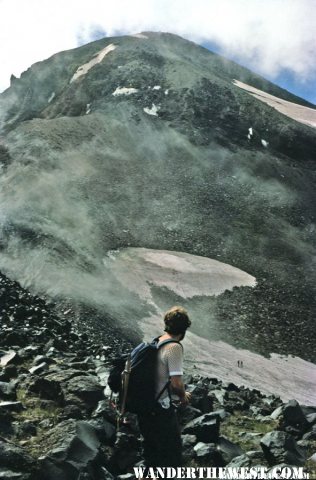 Descending the South Ridge of the North Sister--Middle Sister Ahead