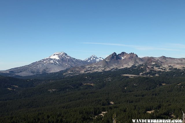 Three Sisters and Broken Top as seen from Tumalo Mountain