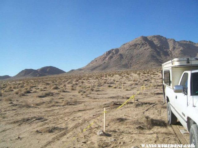 Campsite in on the dry lake bed.