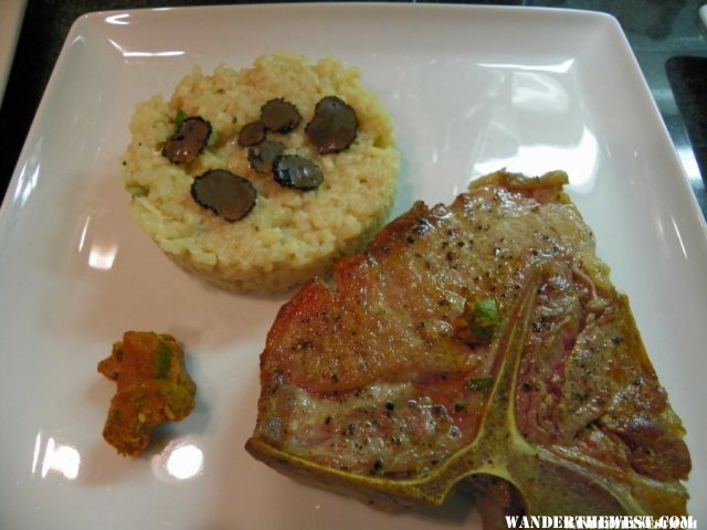 Veal T- Bone, Black truffle risotto, compound butter