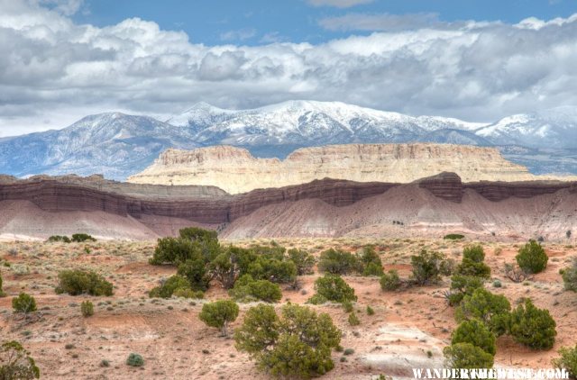 View of Newly-Snowy Henry Mts.