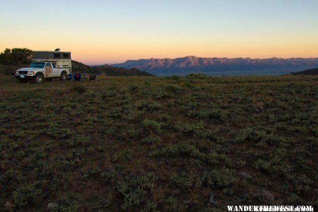 Breakfast and First Light on the Toiyabe Range