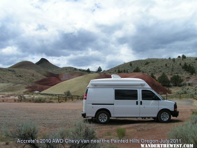 Accrete's AWD Chevy van at the Painted Hills, Oregon