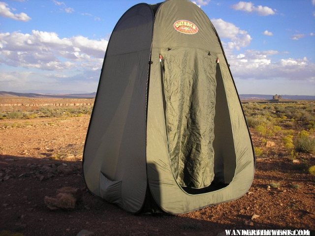 Front view of our Outback Porta Privy