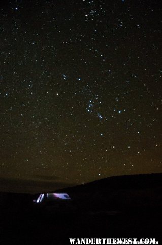 Orion -- and my Honda Civic -- at Big Spring Reservoir