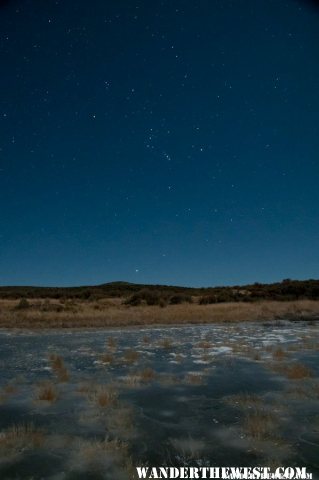 Frozen Big Spring Reservoir at Night