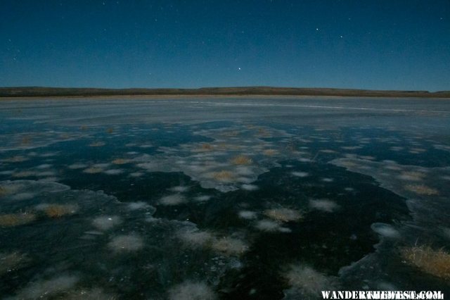 Frozen Big Spring Reservoir at Night