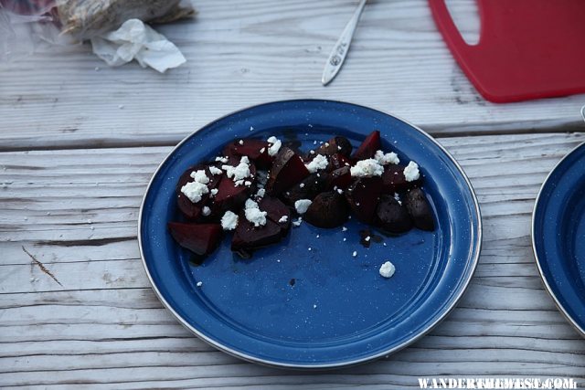 Roasted beats with goat cheese and balsamic reduction