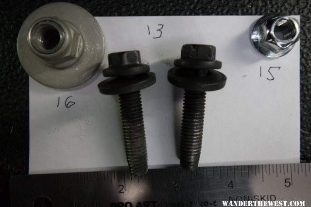 Bolts and nuts from the single seat