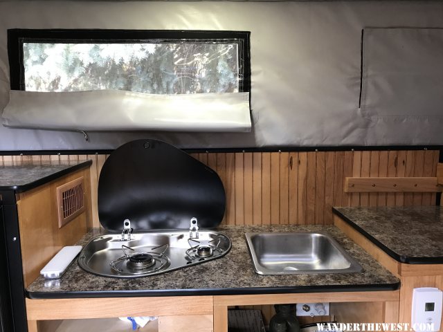 Galley with SMEV 2 burner stove and sink