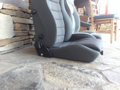 Side view comparison of Schell-Mann Vario F seat with OEM 1993 Dodge "Captains Chair" Passenger Seat