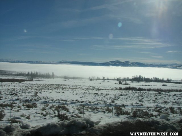 Pogonip fog over Mono Lake