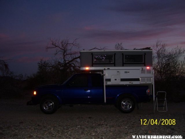 One of the first nights with the new camper in Arizona